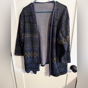 FA Geometric Knit Cardigan in Purple and Green